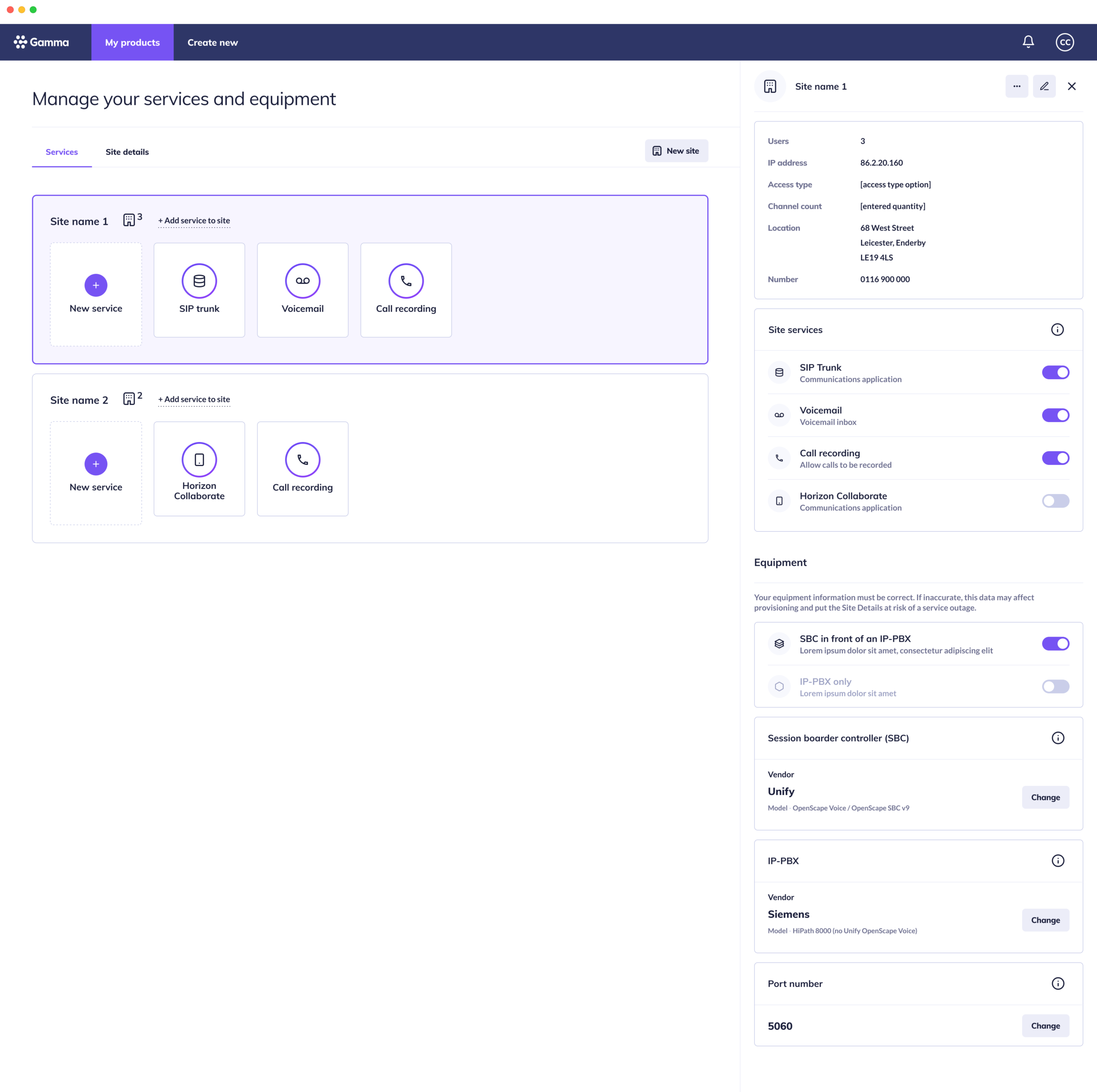 Order flow - site selected